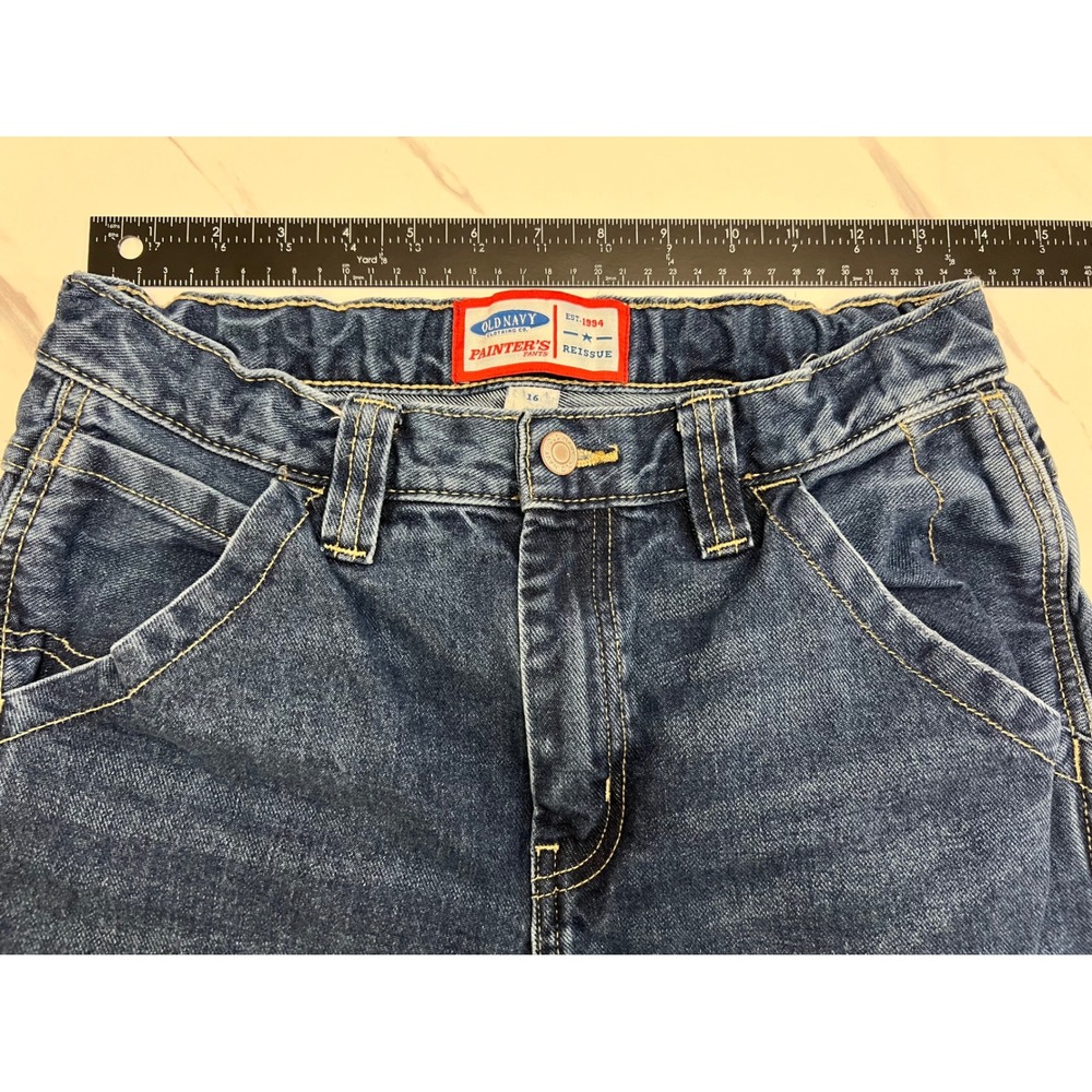 Old Navy Kids Painter's Pants Reissue Dark Wash Carpenter Jeans Blue Size 16 - Picture 7 of 7
